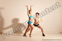 Underwear Woman - Man White Slim Short Brown Dancing Dynamic poses Academic